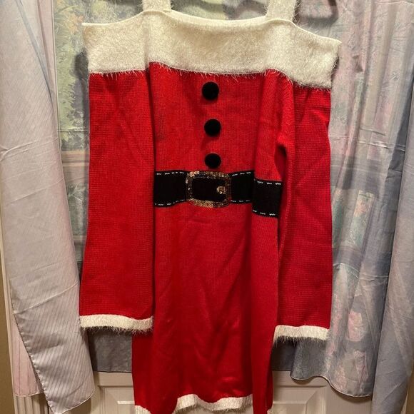 Xhilaration Woman’s Soft Sext Off The Shoulder Christmas Dress L - Picture 2 of 15